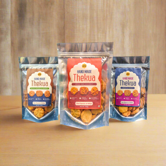 Thekua Heritage Trio – Handcrafted goodness in three delicious flavors (250g Pack of 3)