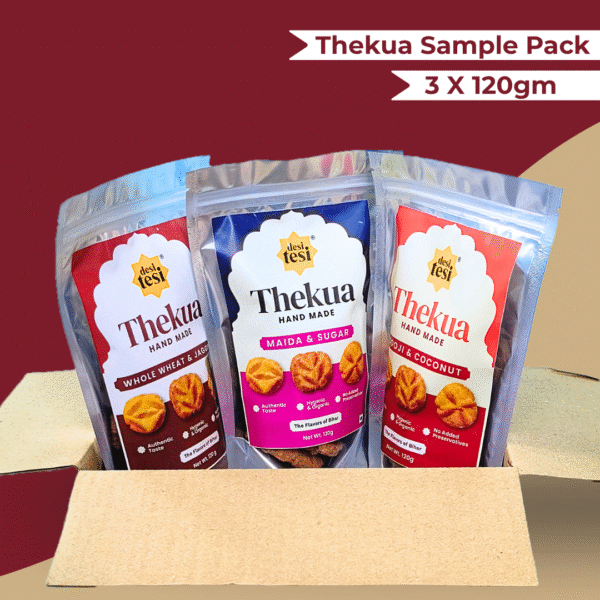 Desi Tesi Thekua Sample Pack – Handmade Bihari Cookies | Wheat, Jaggery, Sooji, Coconut | No Preservatives | Ghar Jaisa Taste