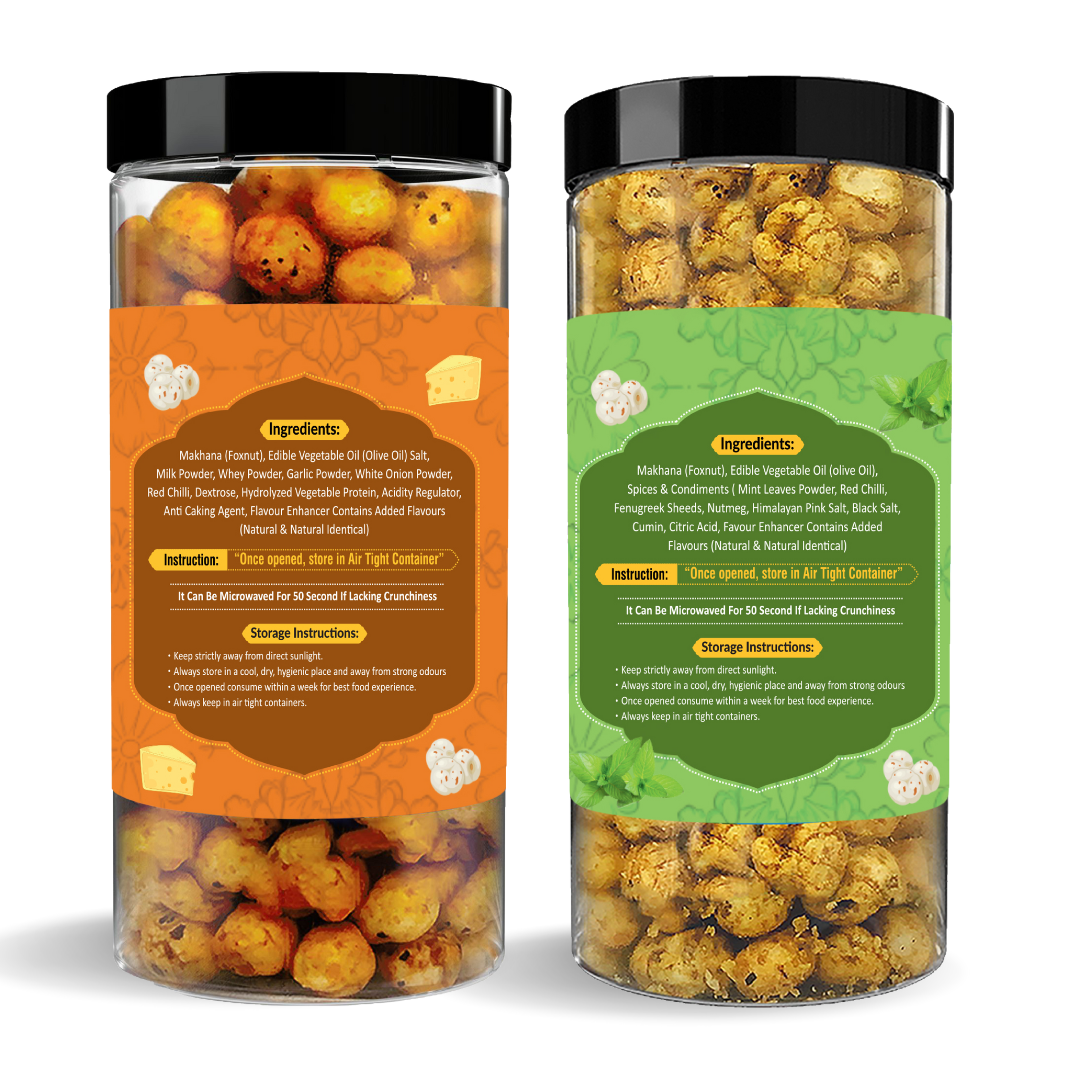 9 Roasted Makhana Combo – Pudina Party & Tangy Cheese | Premium Crunchy Fox Nuts - Image 4